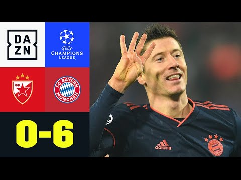 UCL-Rekord! 4 Lewy-Tore in unter 15 Minuten: Roter Stern - Bayern 0:6 | UEFA Champions League | DAZN