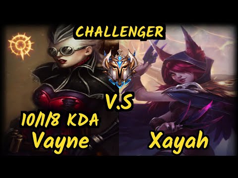 CGA Cody Sun (VAYNE) vs XAYAH - 10/1/8 KDA BOTTOM ADC CHALLENGER GAMEPLAY - NA v9.7