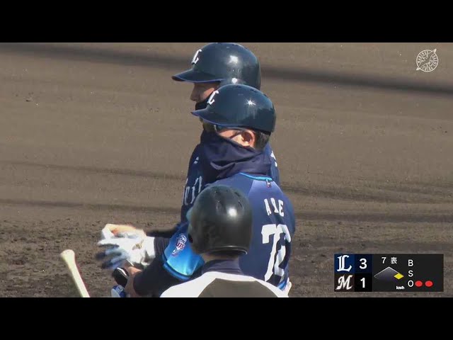 【ファーム】先制打に続いて!! ライオンズ・長谷川信哉 今日2本目となるライトへのタイムリーヒット!!  2023年4月27日 千葉ロッテマリーンズ 対 埼玉西武ライオンズ