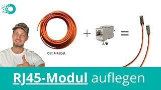 Netzwerkkabel RJ45-Modul auflegen und anschließen. Warum Modul und kein Stecker? Variante A/B