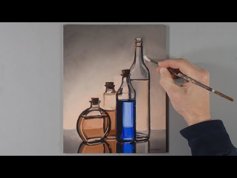 Bottles-Acrylic Still Life Speed Painting Demo