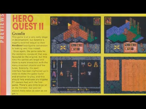 ATARI ST HERO QUEST II UNRELEASED INFORMATION MAGAZINE PREVIEWED HEROQUEST 2 GREMLIN GRAPHICS MANIA