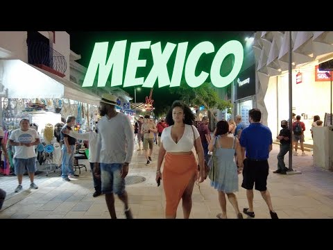 Walking Playa del Carmen Mexico at Night
