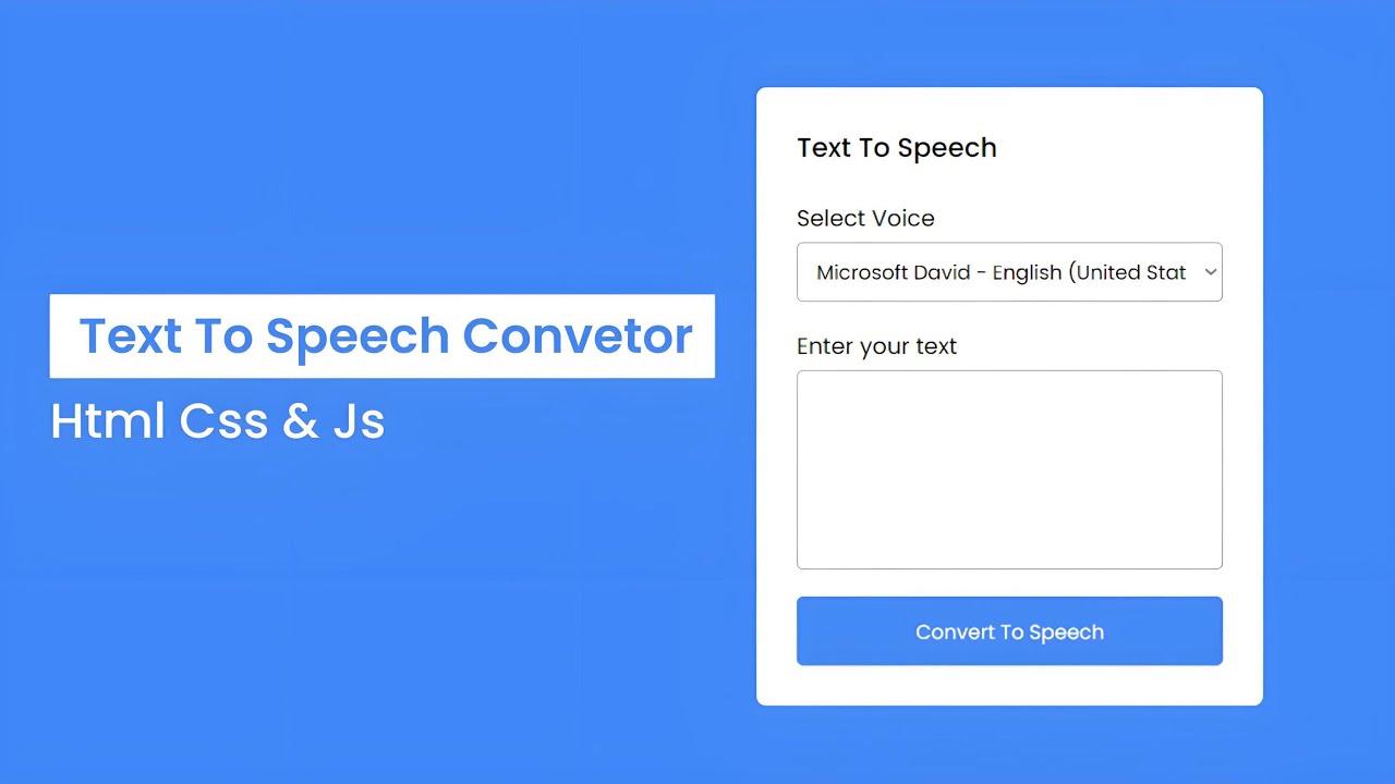 How To A Make Text To Speech Converter with Html Css and Javascript