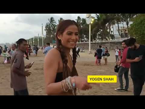 Poonam Pandey with pet dog In Juhu