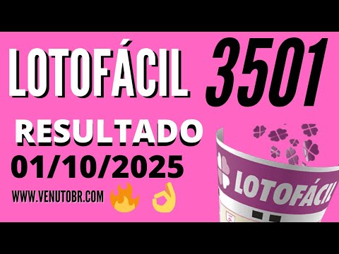 🍀 Resultado Lotofácil 3501