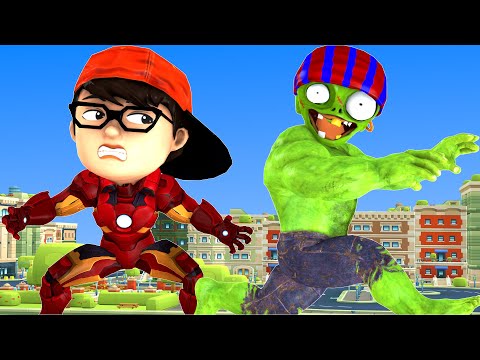 Nick IronMan Transform Hulkbuster Hero Save Tani vs Giant Zombie - Scary Teacher 3D Funny Animation