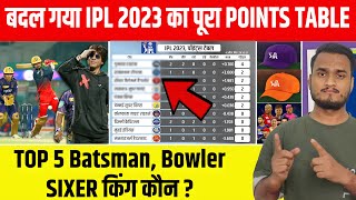 IPL 2023 Latest Points Table After RCB Vs KKR Match | Top 5 Batsman, Bowler, Sixer | TATA IPL 2023