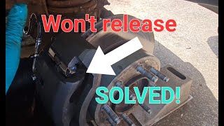 Stuck brake caliper mystery solved Ram 2500 2007 Dodge Cummins Truck trick tip
