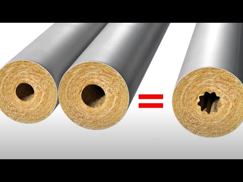 PAROC thermal insulation of circular duct with pipe section PAROC Hvac Combi AluCoat T