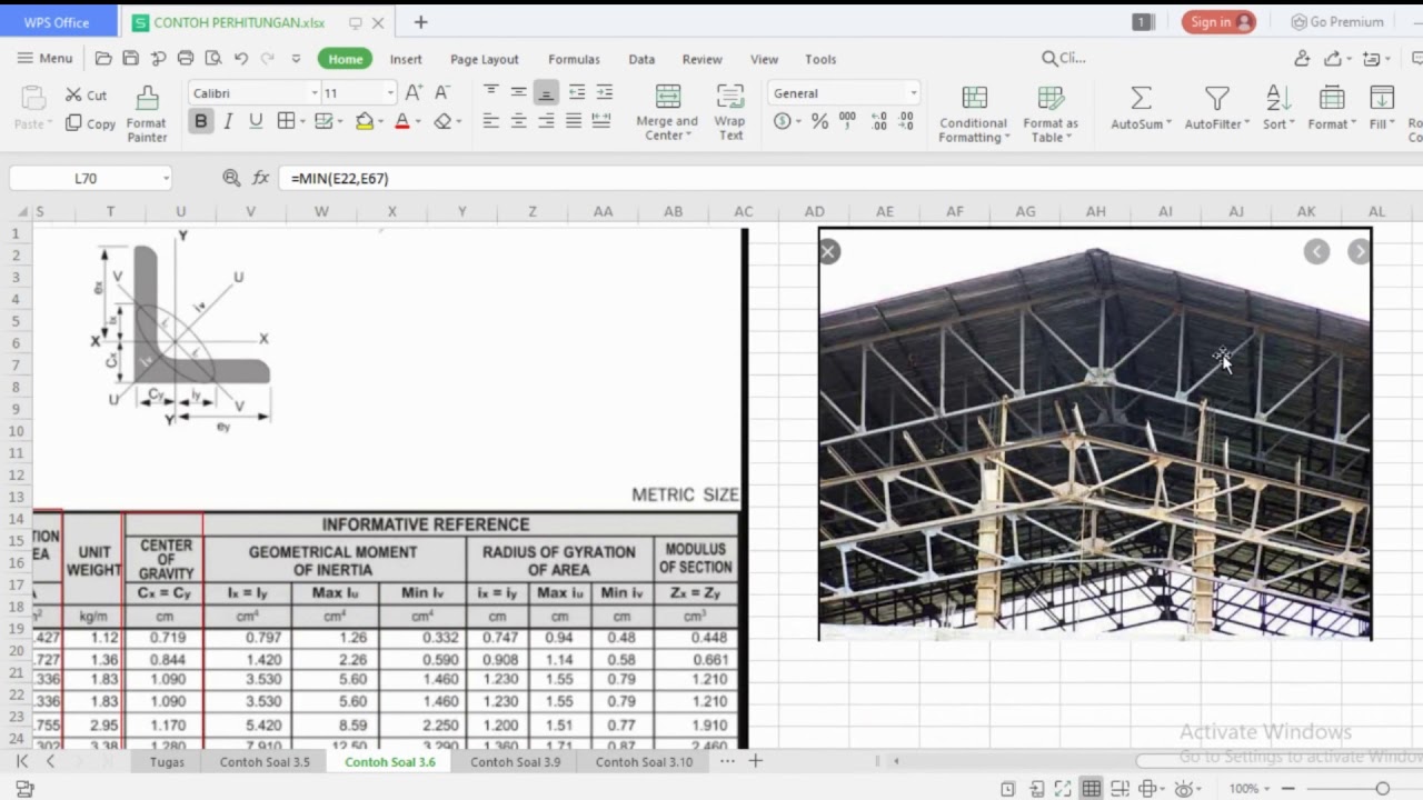 STRUKTUR BAJA : Contoh Soal 3.5 dan 3.6