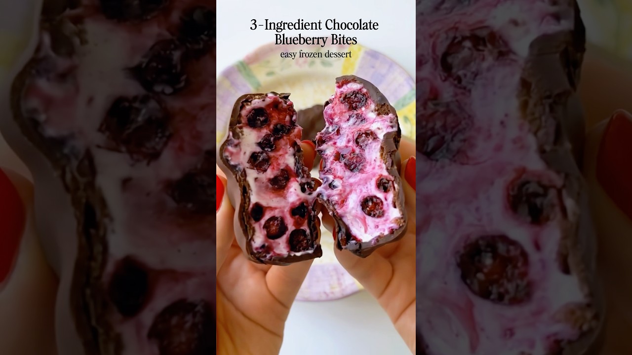 3-Ingredient Chocolate Blueberry Bites | Easy Frozen Dessert #easyrecipe