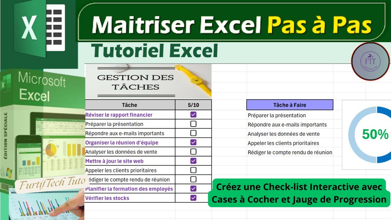 Excel : CRÉER UNE CHECK-LIST AVEC DES CASES À COCHER (Avec jauge de progression)
