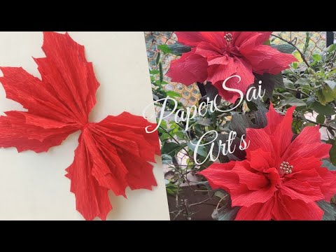 DIY Giant Crepe Paper Poinsettias(Easy Christmas wall decor,Handmade Flores de papel@PaperSaiarts