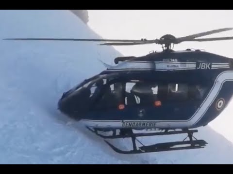 French Gendarmerie Helicopter in Chamonix Rescues Skier