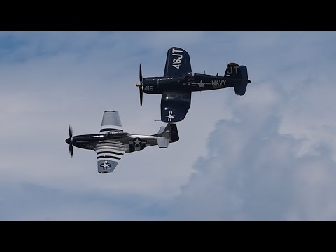 P-51 Mustang and F4U Corsair Demo I Sun N' Fun Expo Lakeland Florida 2023 I 4K UHD