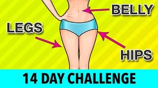 14-DAY Legs + Belly + Hips Challenge - Home Exerci