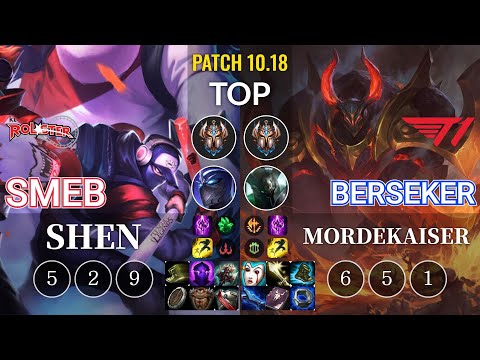 KT Smeb Shen vs T1 Berseker Mordekaiser Top - KR Patch 10.18