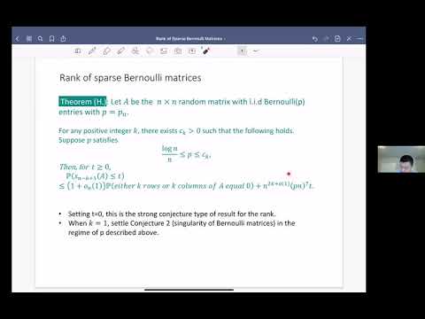 Han Huang: Rank of Sparse Bernoulli Matrices