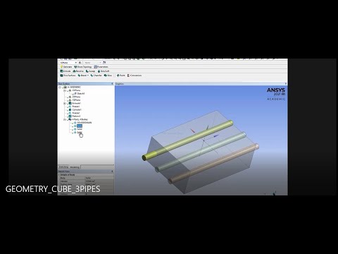ANSYS DESIGN MODELER SIMPLE CUBE WITH 3-PIPES PASSING THROUGH
