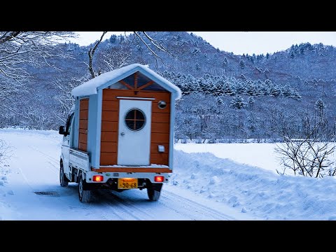 Winter Mini Truck Camping | Ice Fishing on a Frozen Lake in Japan