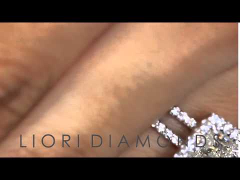 ER-1121 - 2.88 Carat I-VS2 Radiant Cut Diamond Engagement Ring 14k White Gold Pave Halo