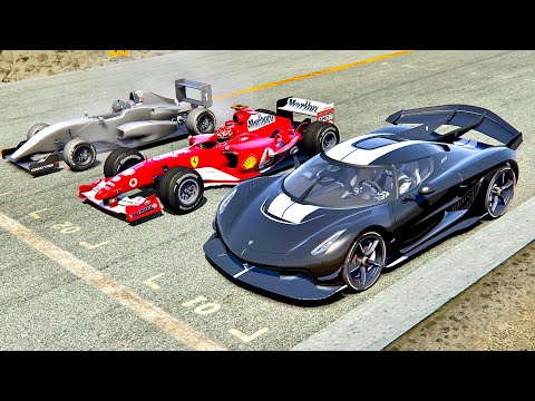 Koenigsegg Jesko with Jet Engine vs Formula Jet Engine vs Ferrari F1 2004 - Monza
