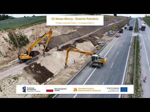 S5 Nowe Marzy - Świecie Południe, przelot nad trasą, czerwiec 2022 r.