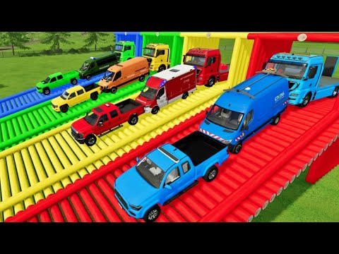 TRANSPORTING DACIA, FORD, TOYOTA, CHEVROLET, GMC, MERCEDES BENZ AMBULANCE | Farming Simulator 22