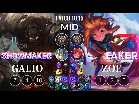 DWG ShowMaker Galio vs T1 Faker Zoe Mid - KR Patch 10.15