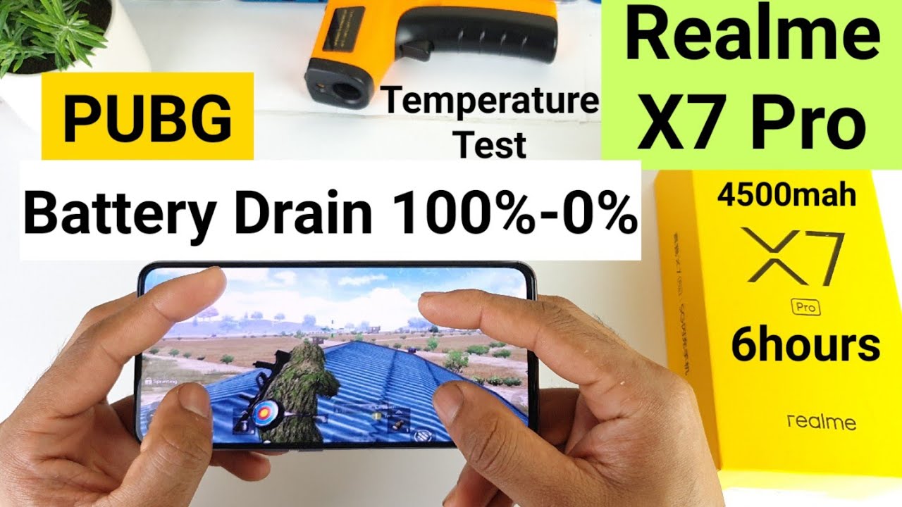 Realme x7 pro pubg battery drain 100%-0% temperature test