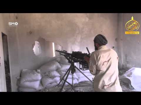 استهداف مقرات النظام برشاش 14.5 في جبهة النعيمة في ريف درعا من قبل لواء المعتصم بالله النخبة ضمن معركة عاصفة الجنوب