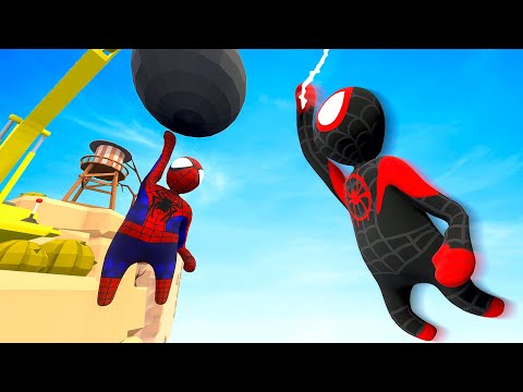 Saving Fake SPIDERMAN from a Huge Drop - Human Fall Flat Gameplay