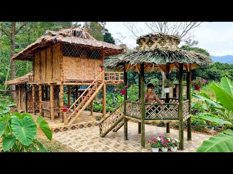 How To Make A Beautiful Bamboo Gazebo Attached To Stilt House | 90 Mins Full Movie
