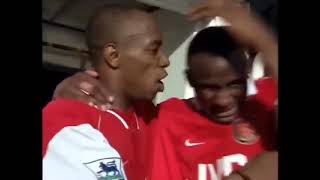 Patrick Vieira bangs his head on the ceiling of the Highbury tunnel