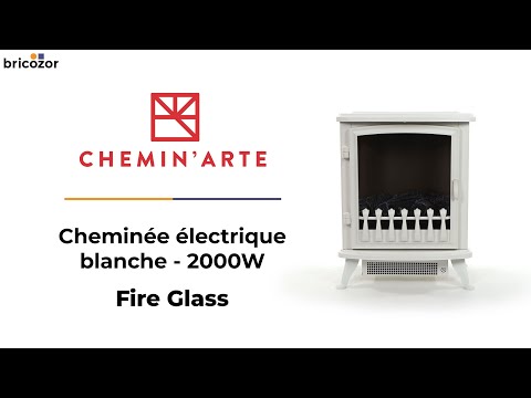 Cheminée électrique Fire Glass avec flamme 3D - Noir CHEMIN' ARTE