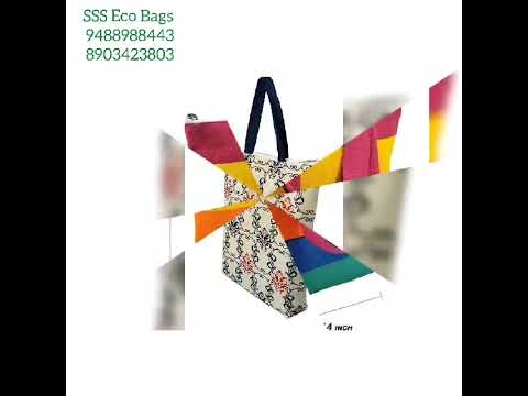 Printed loop handle ladies canvas handbags, size/dimension: ...