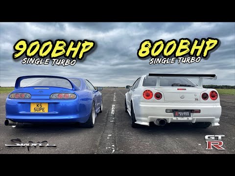 WHEN LEGENDS RACE.. 900BHP SUPRA VS 800BHP SKYLINE R34 GT-R!