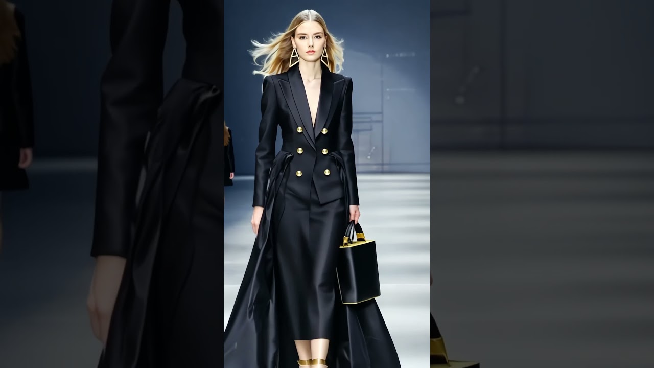 Power, Elegance & Gold | Runway Fashion Show 2025 | Designer Black Outfit  | High Fashion Model Walk