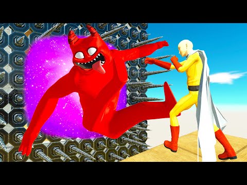 ONE PUNCH MAN KICK MONSTERS INTO PORTAL OR SPIKES - Animal Revolt Battle Simulator