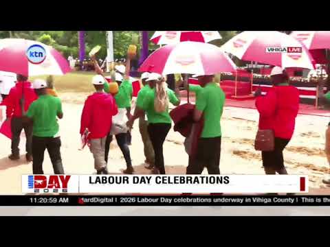 Workers display match on the 61st Labour Day Celebrations in Vihiga