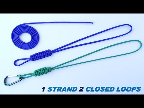 Single Strand 2 Closed Loops - How to Make a Cobra Knot Paracord Lanyard / Key Fob - DIY CBYS