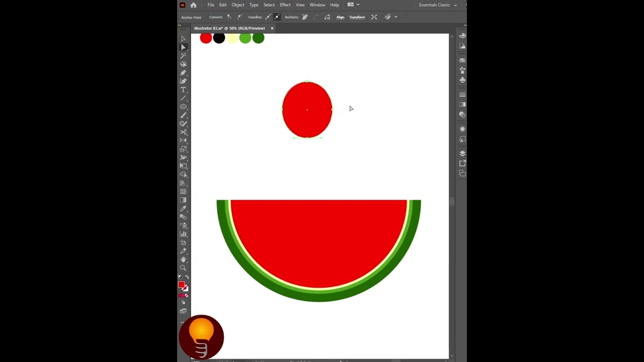 Watermelon Melon Fruit draw in Adobe Illustrator CC Tutorial 84 #shorts #shortsfeed