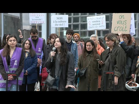 Protesters rally outside Paris court as French actor faces trial on sexual assault charges | AFP