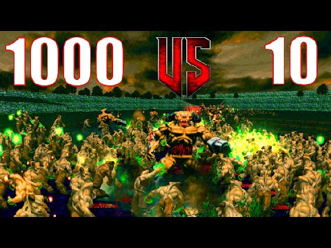 Cyberdemons vs 1000 Hell Knights - BRUTAL DOOM Monster Infighting - Full HD