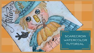 Easy Watercolor Scarecrow with Pumpkin Pie | Step by Step #watercolor