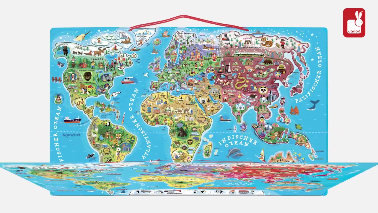 Janod Puzzle magnétique Weltkarte: Le Monde 92 pièces -FR- Janod Puzzle magnétique Weltkarte: Le Monde 92 pièces -FR-