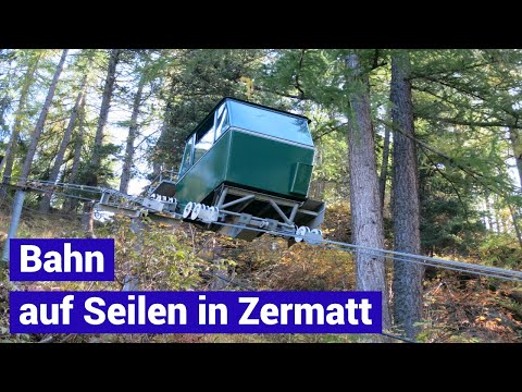Talfahrt mit der Bahn auf Stahlseilen in Zermatt - privates Telefuni