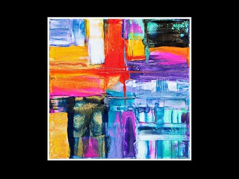 Super Kick'in Colors, Simple Swiped Geometric Technique,Fluid Acrylics  #4476-3.02.19