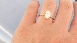 Oval Moissanite Engagement Ring, Oval Engagement Ring 14K Solid Gold, Oval Solitaire Moissanite Ring